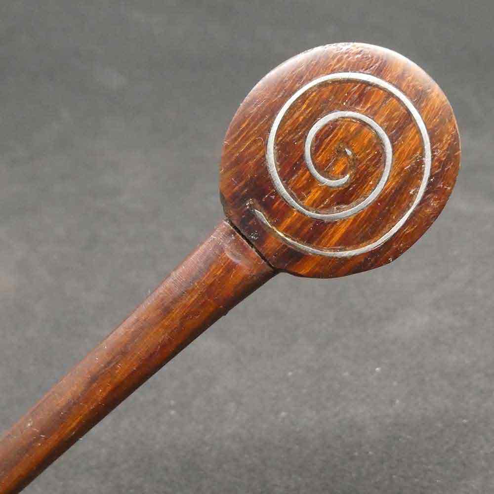 Haarstab Holz Edelstahl mit Spirale