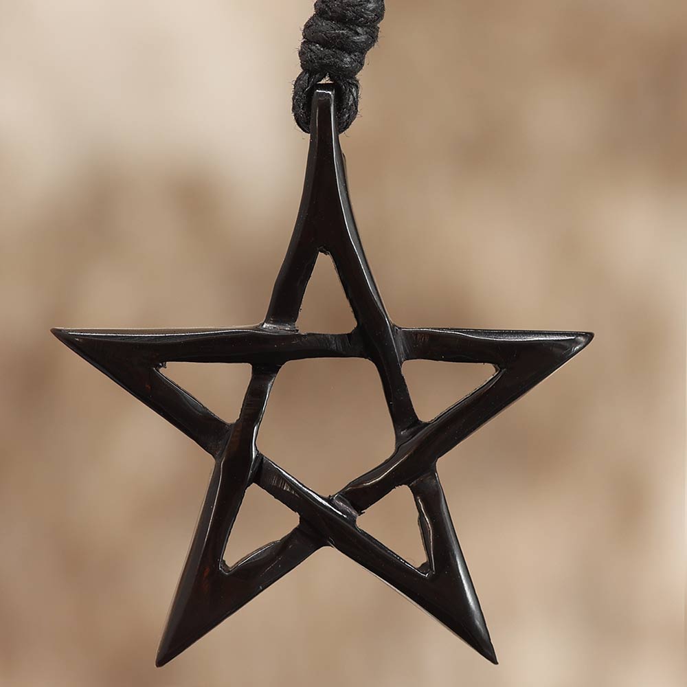 Pentagramm Kette geschnitzt Horn Schmuck Gothic Schmuck