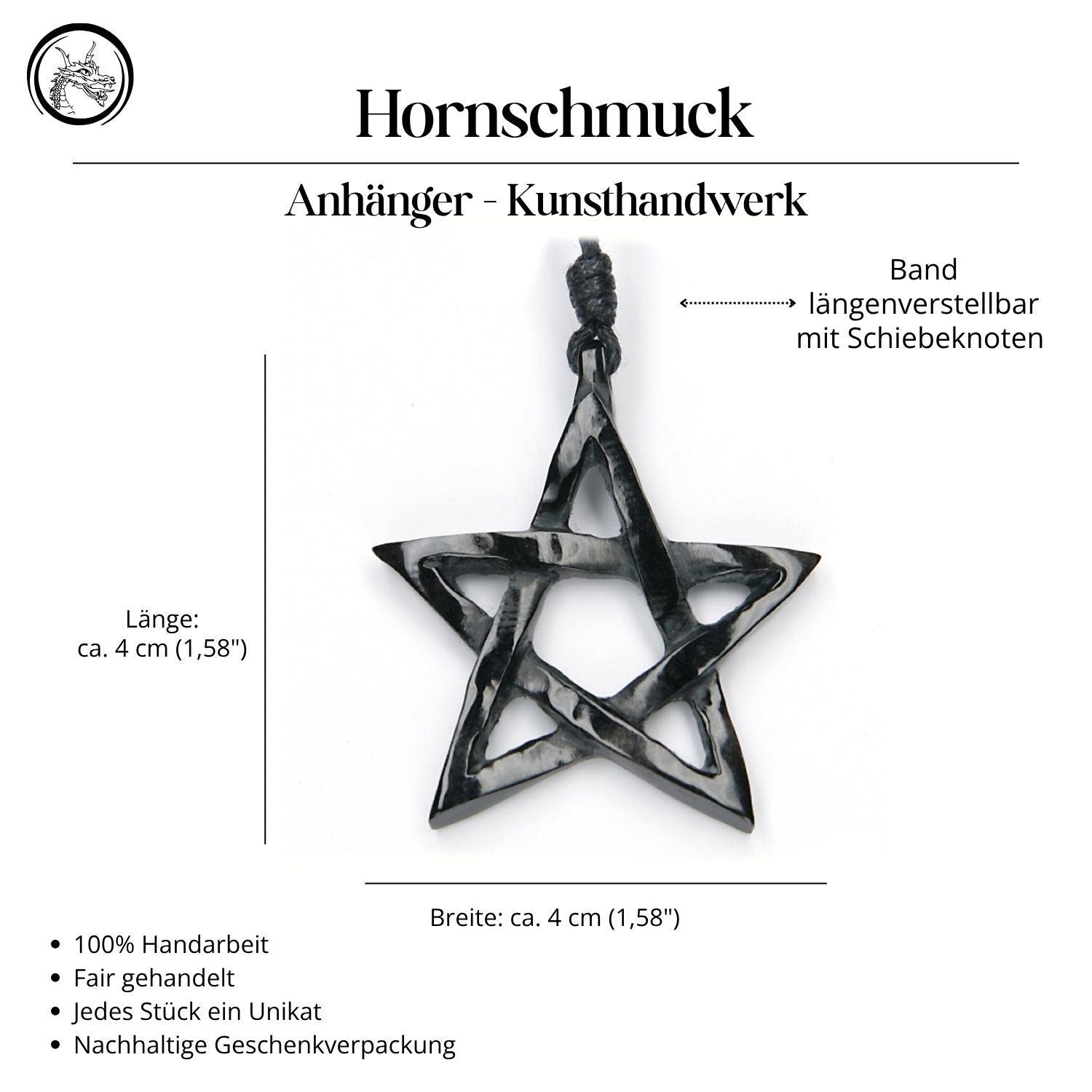 Pentagramm Horn Halskette Anhänger Handarbeit Kunst Handwerk