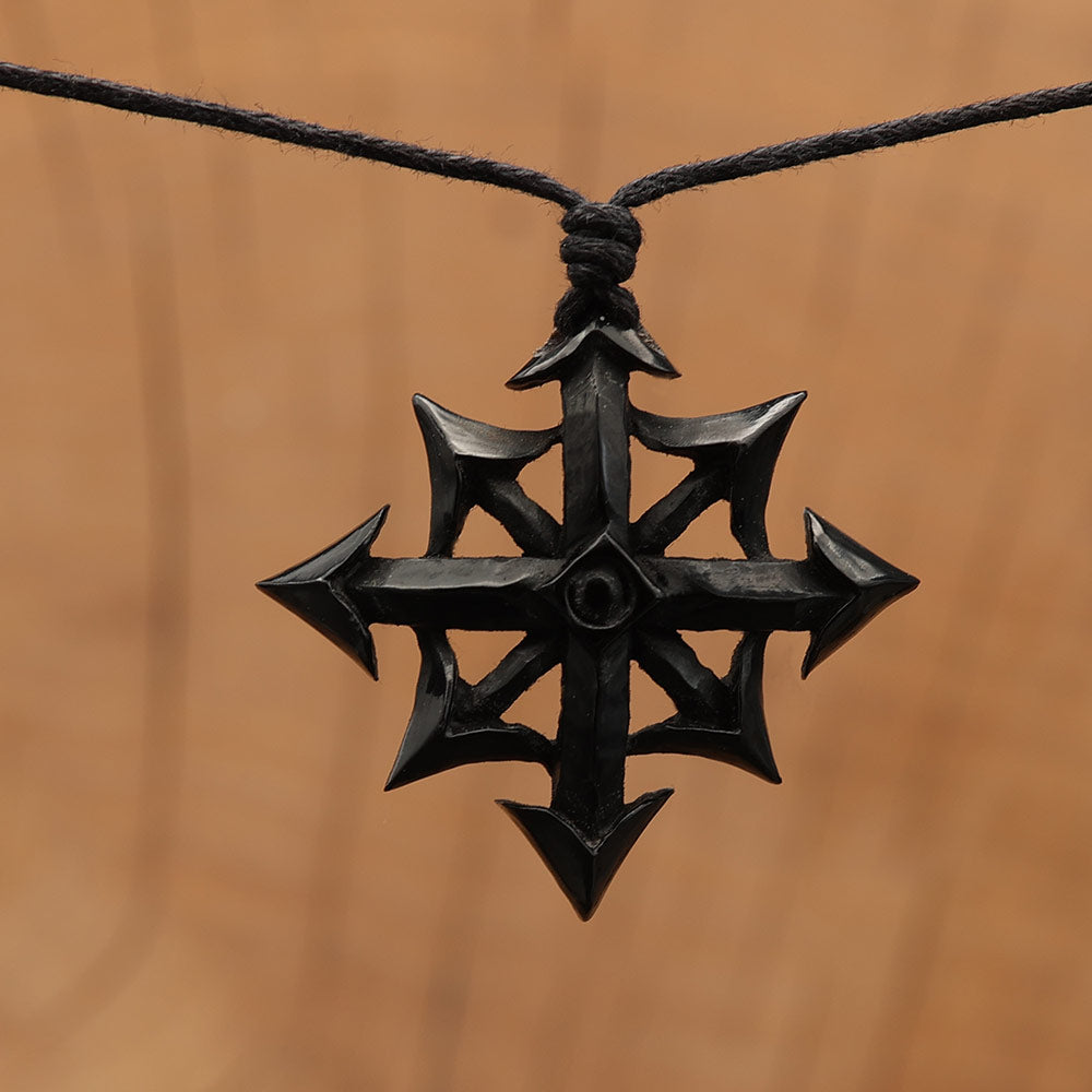 Chaostern Horn Kettenanhaenger Kette Schmuck aus Naturmaterialen