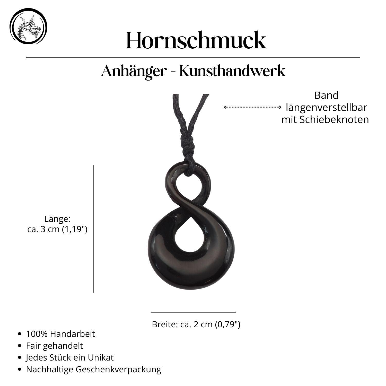 Horn Maori Halskette Handarbeit mit Band Kunsthandwerk Anhänger