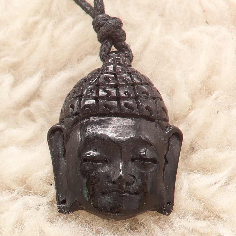Buddha Kopf Kette aus Horn fair gehandelt Handarbeit