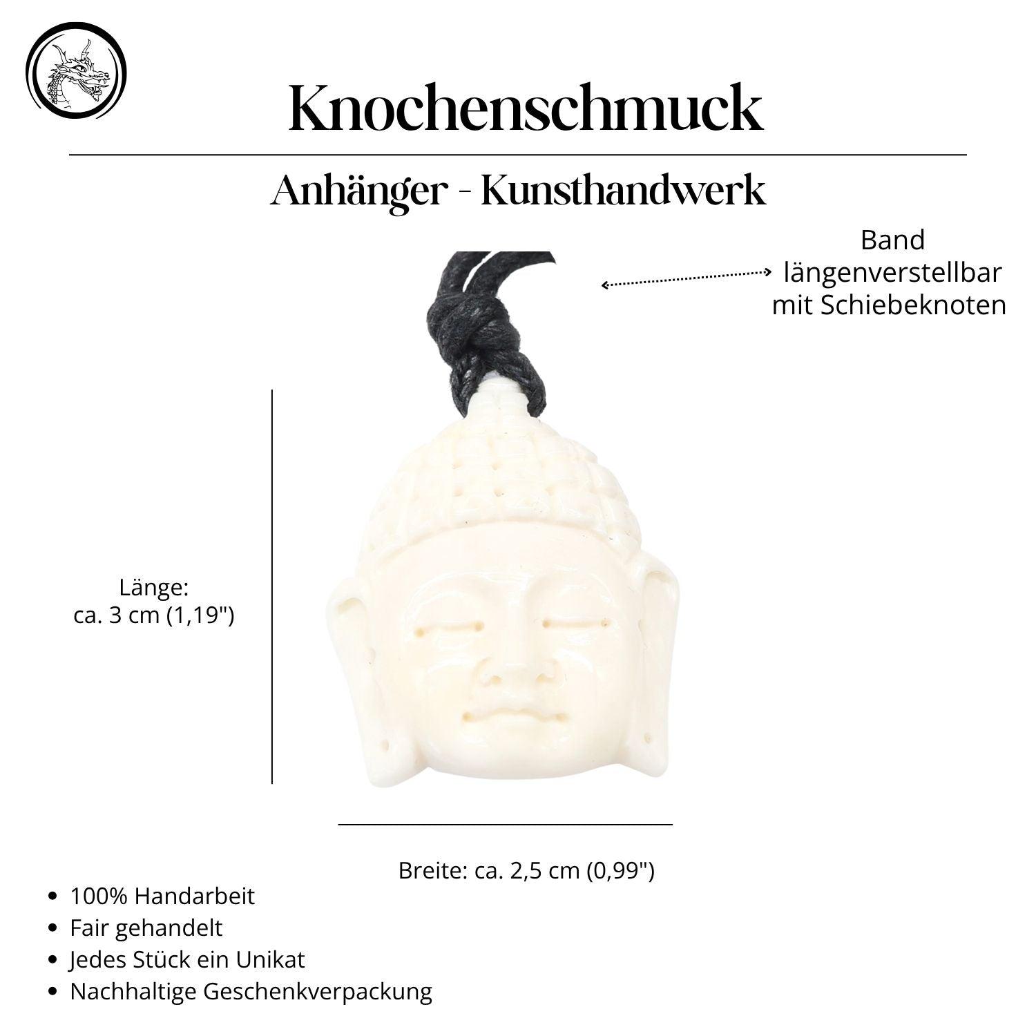 Knochen Buddha Halskette Handarbeit mit Band Kunsthandwerk Anhänger
