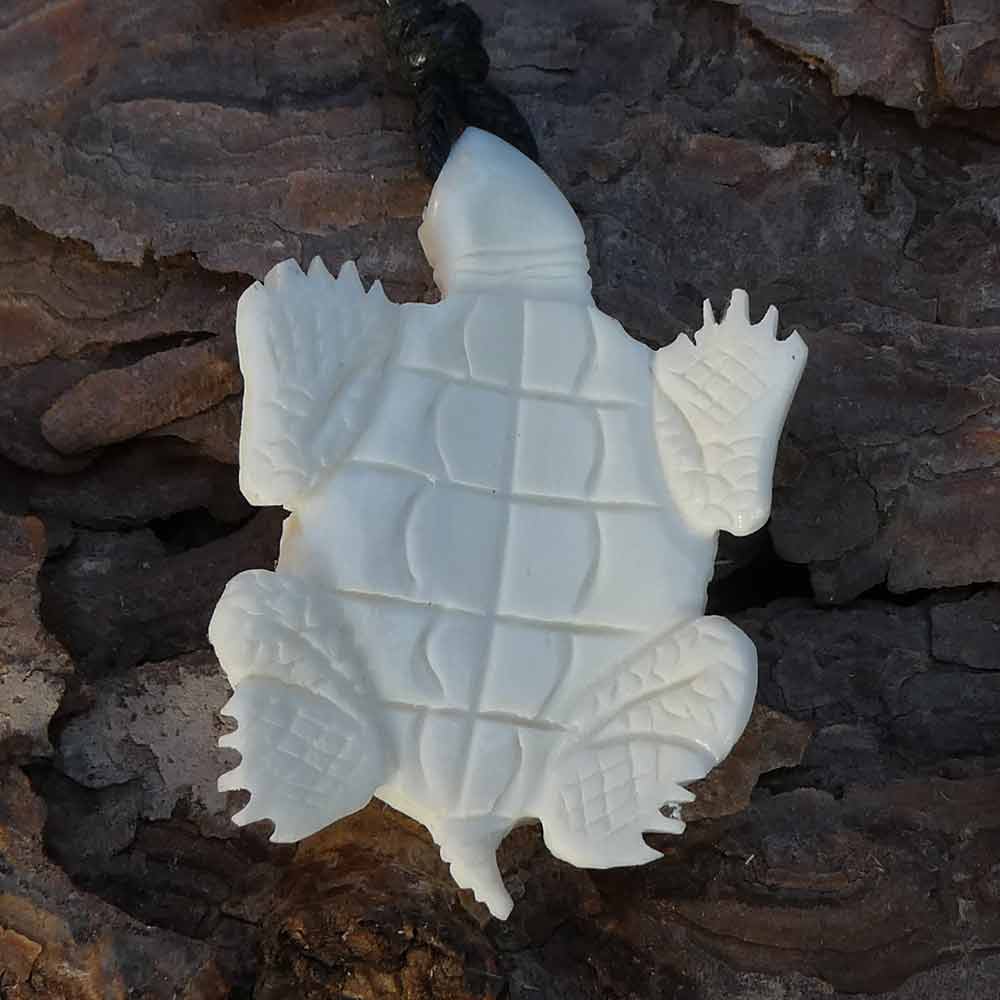 Schildkröte Schmuckanhänger geschnitzt aus Knochen Wasserbüffel