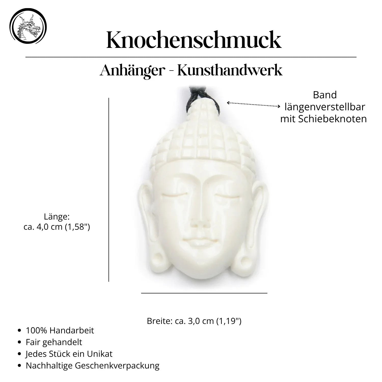 Buddha head jewelry made of bone necklace