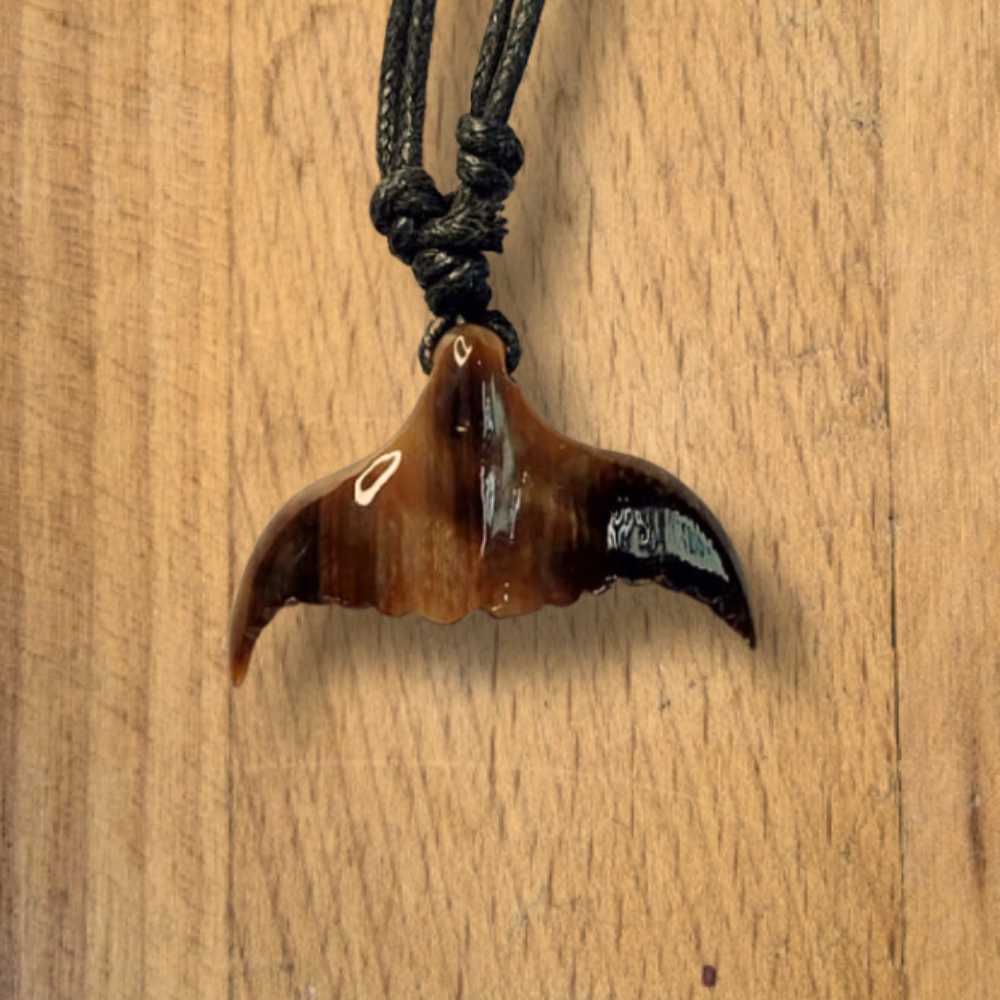 Walfluke zweifarbig Hornschmuck Anhänger Kette