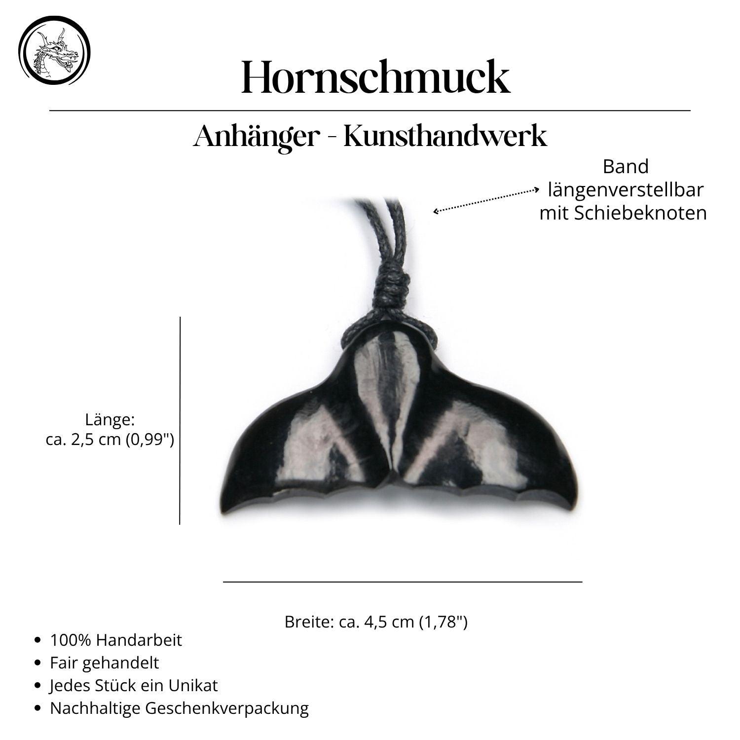 Walfluke Horn Halskette Anhänger Handarbeit Kunst Handwerk