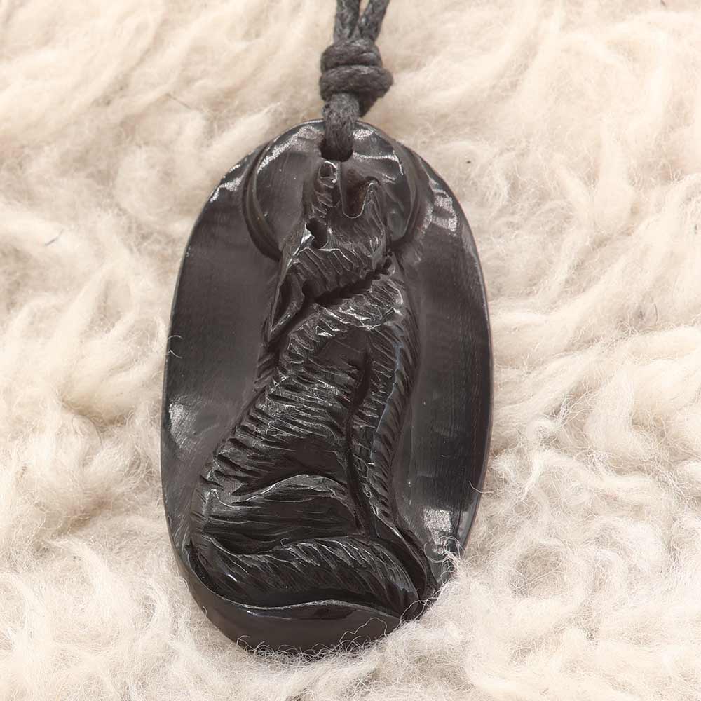 Wolf Horn Schmuck Kette Kunst handwerk fair gehandelt Handarbeit