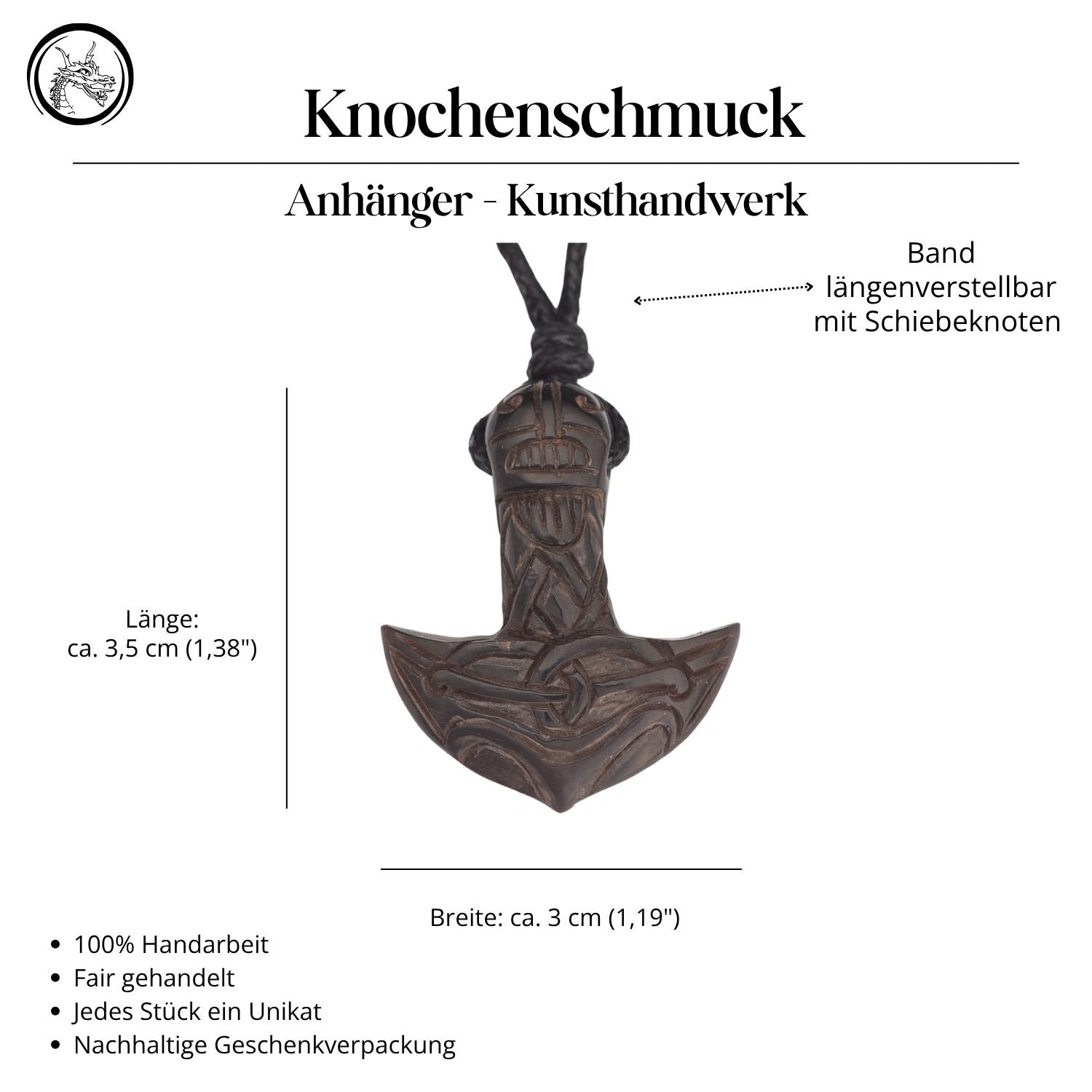 Thor's Hammer Necklace Horn Jewelry Pendant Chain
