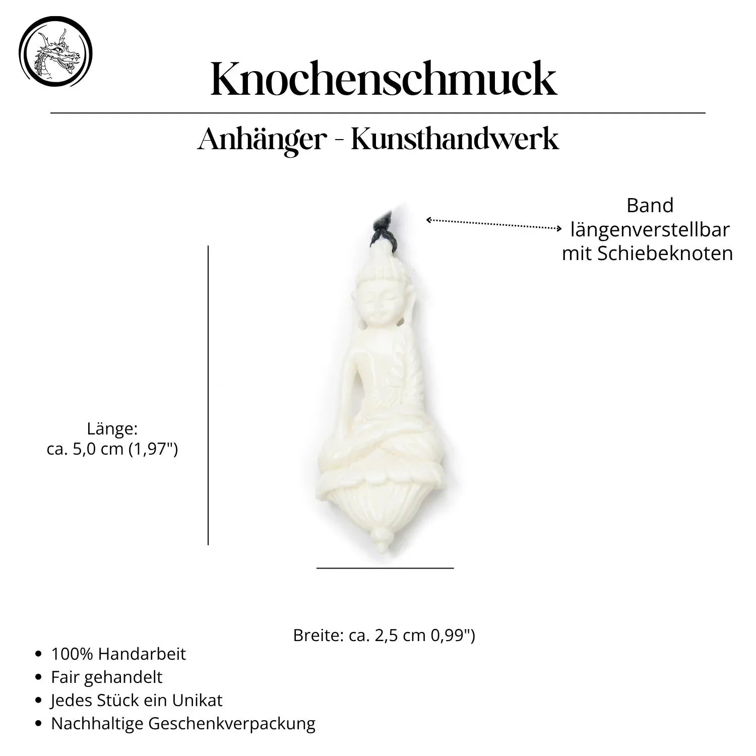 Buddha jewelry made of bone necklace