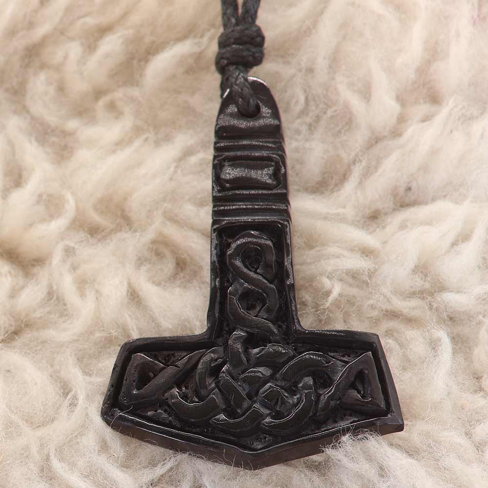 Thorshammer Mjöllnir Horn Schmuck Kette Kunst handwerk fair gehandelt Handarbeit