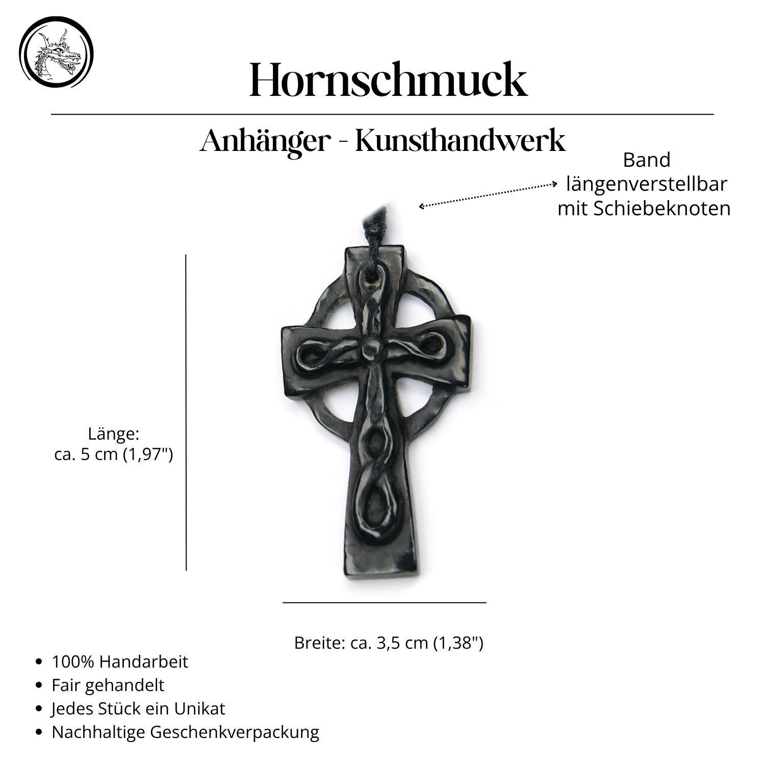 Keltisches Kreuz Horn Halskette Anhänger Handarbeit Kunst Handwerk