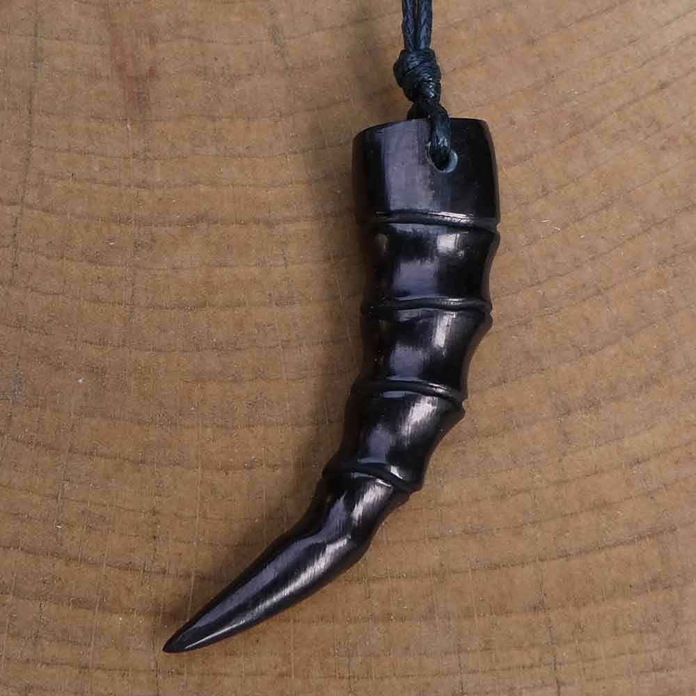 Zahn Kette Schmuck Horn Anhänger geschnitzt Fairtrade