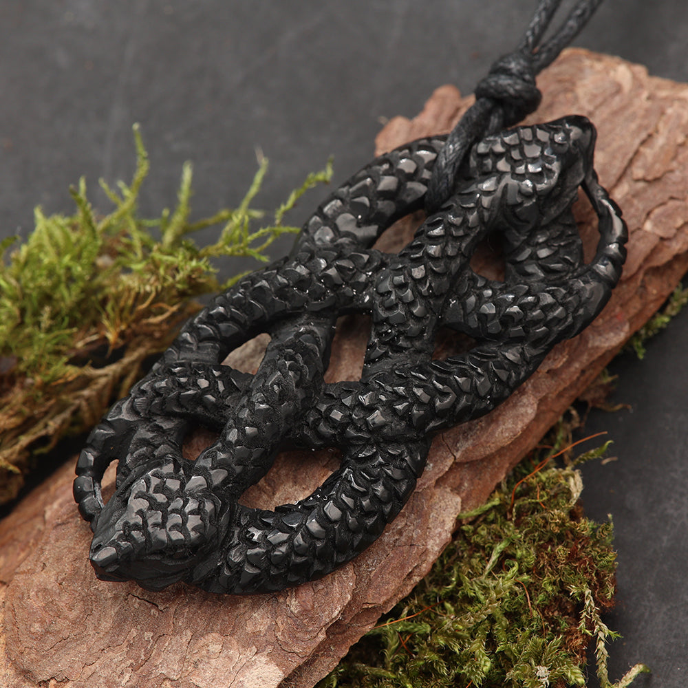 Schlangen Kette Schmuck schwarzes Horn Handarbeit