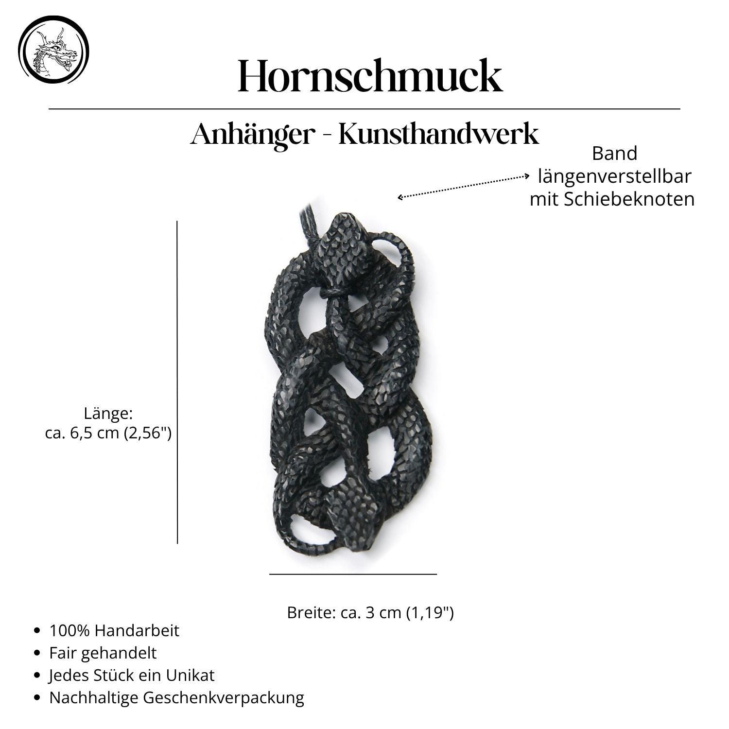 Schlangen Halskette Horn Handarbeit Kunst Handwerk