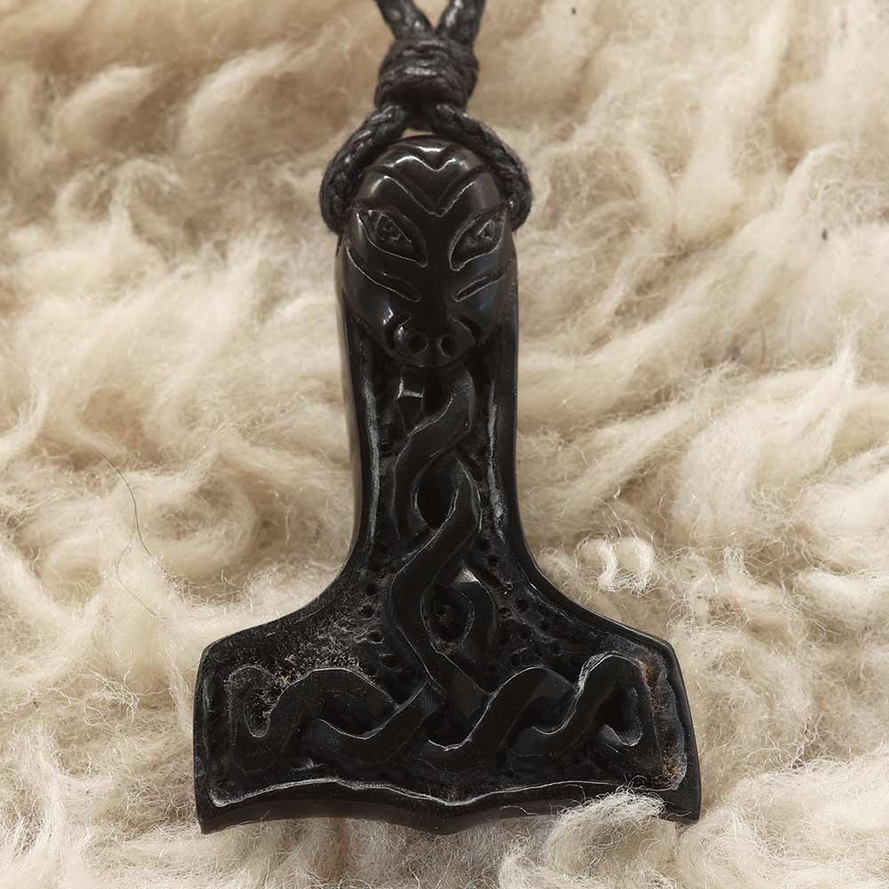 Thorshammer Horn Schmuck Kette Handarbeit Wikinger Schmuck
