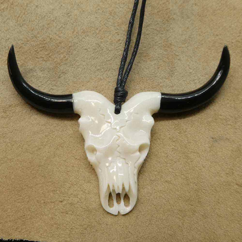Langhorn Büffel Schädel Schmuck Anhänger