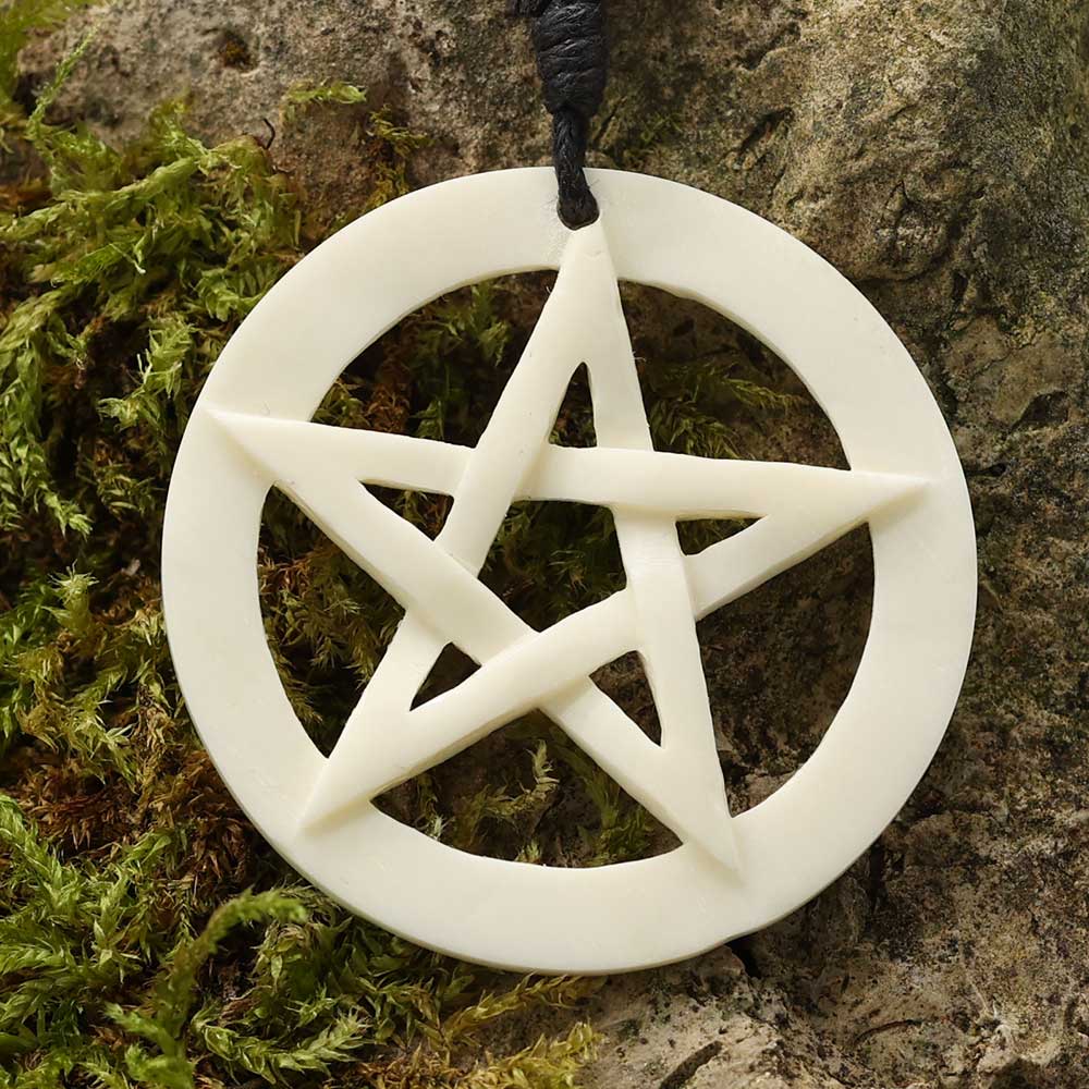 Pentagramm Kette Anhänger Handarbeit Schmuck Knochen