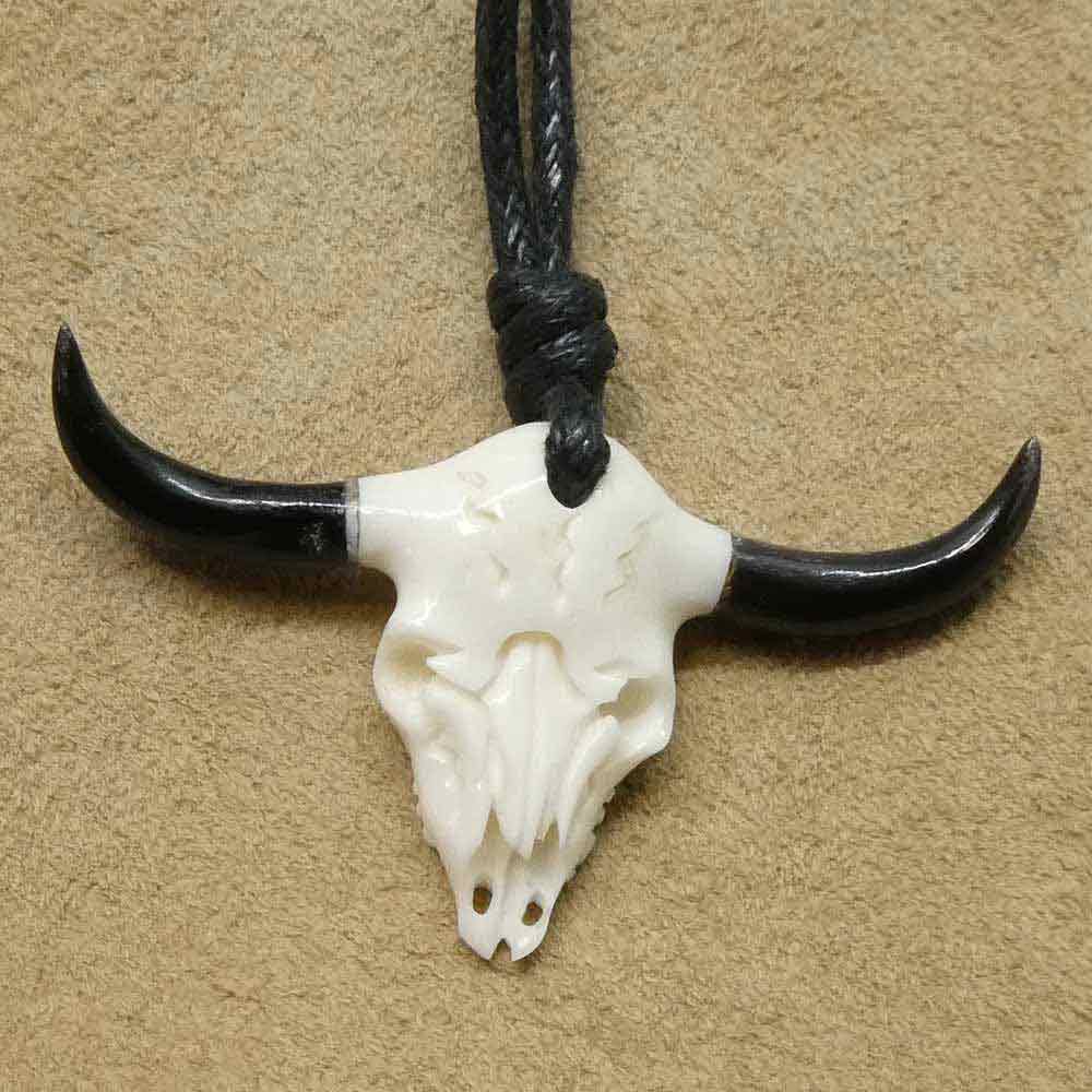 Büffelschädel Schmuck Anhänger Fair gehandelt Handarbeit geschnitzt hochwertig Kunst Handwerk