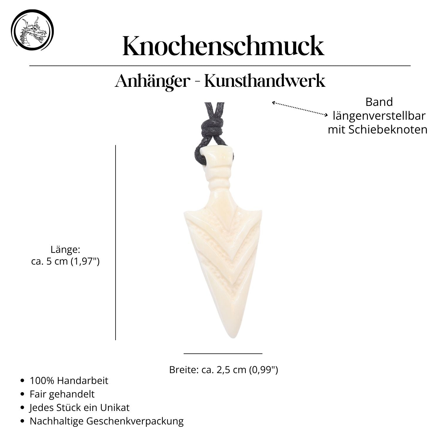 Jewelry pendant arrowhead handmade necklace carved