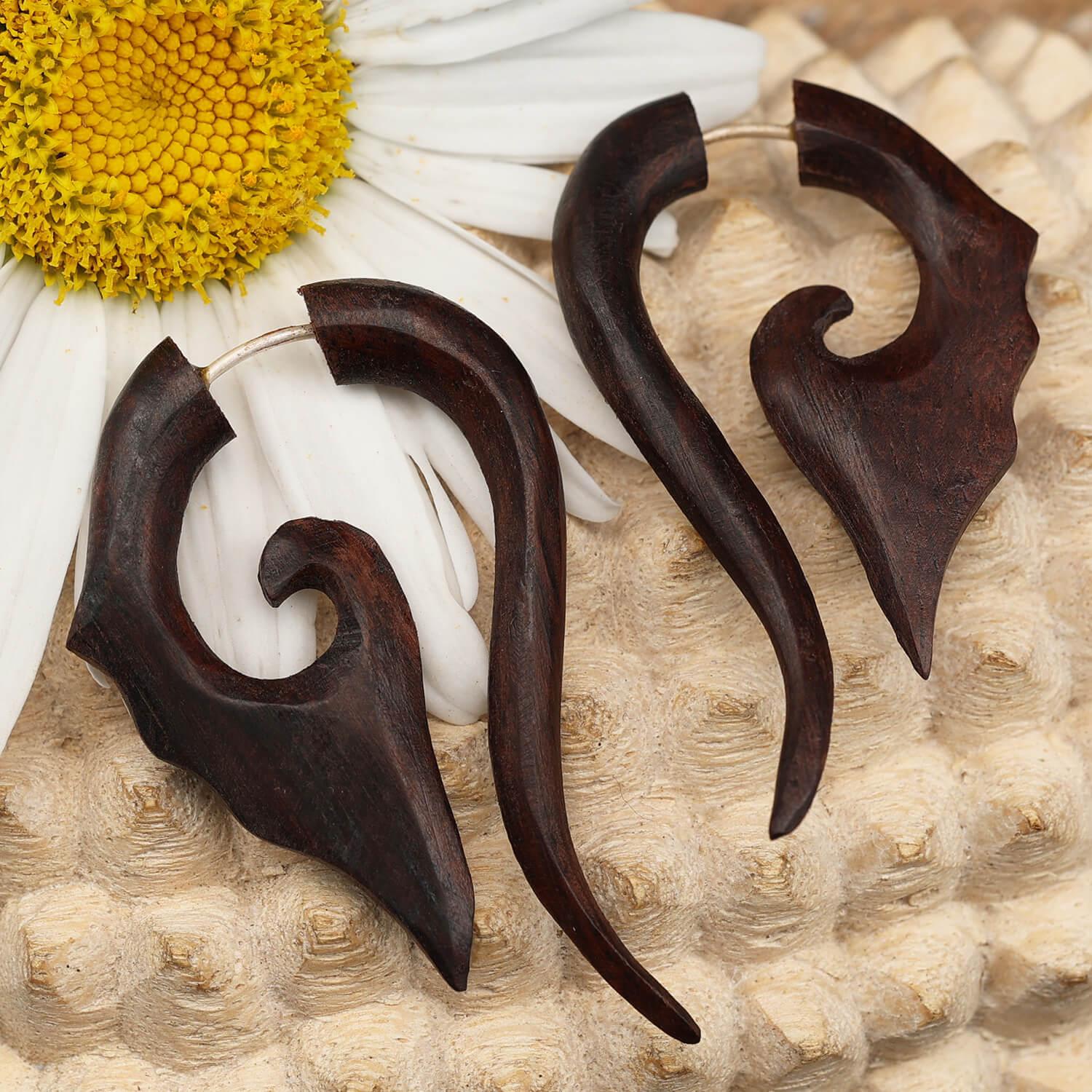 Ohrschmuck Fakepiercing Garuda Holz Ohrring Holzschmuck (Paar)