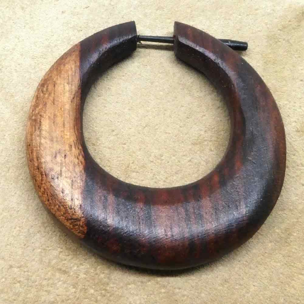 elegante Holz Creolen Holzohrringe Horn Stift in breiter
