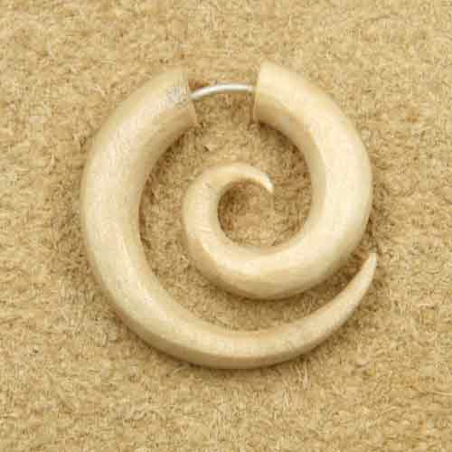Spirale Holz Ohrschmuck Fake Piercing wei