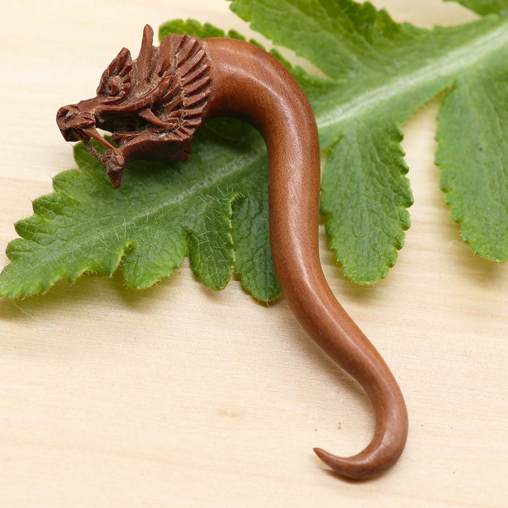 Drache Ohrring gedehnte Ohrlöcher Tunnel Schmuck Holz