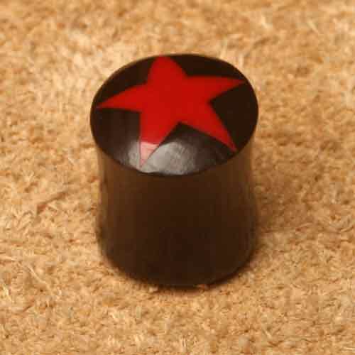 Plug Horn mit Stern rot Ohrpiercing Fleshtunnel