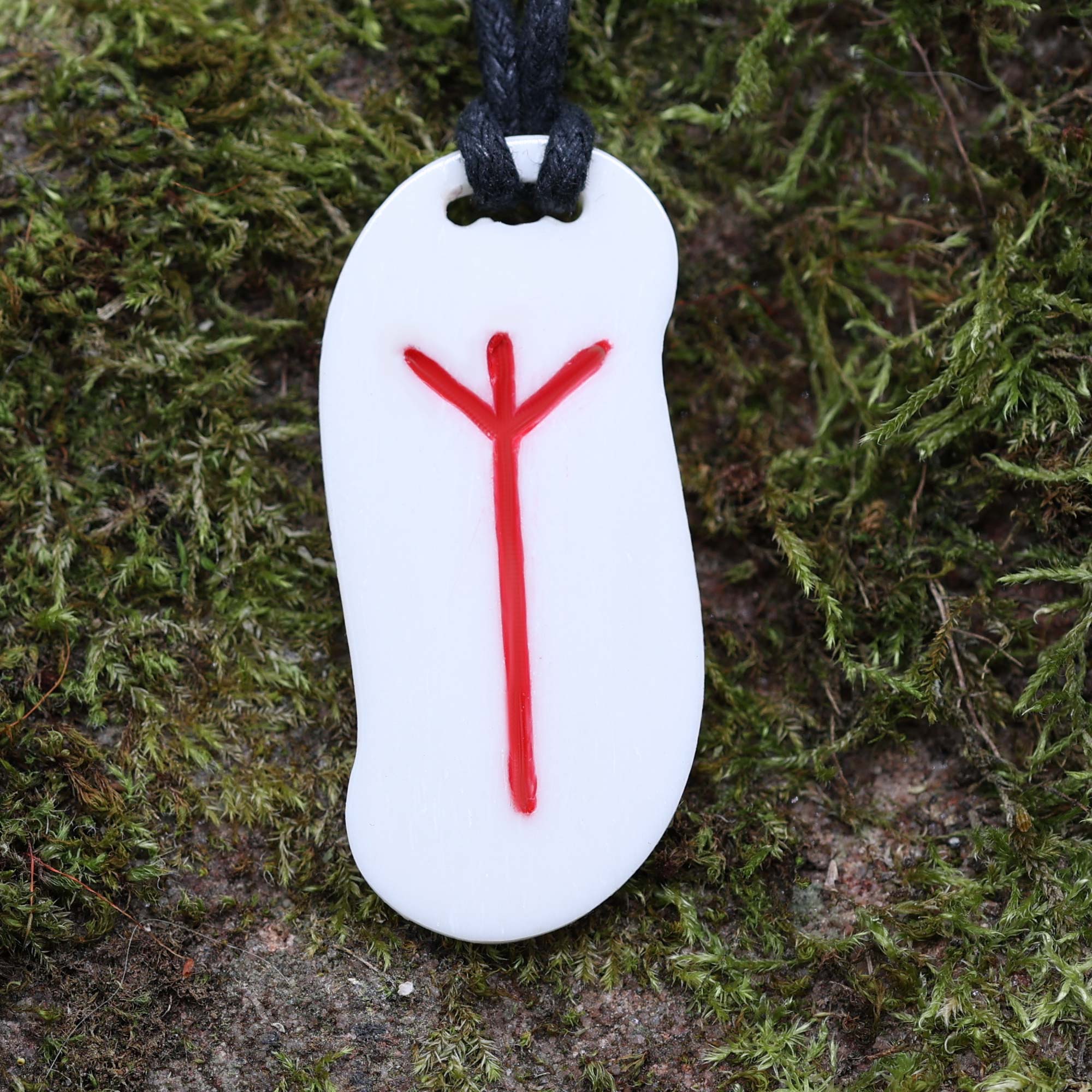 Runen Schmuck Knochen Amulett Kette älteres Futhark Elhaz