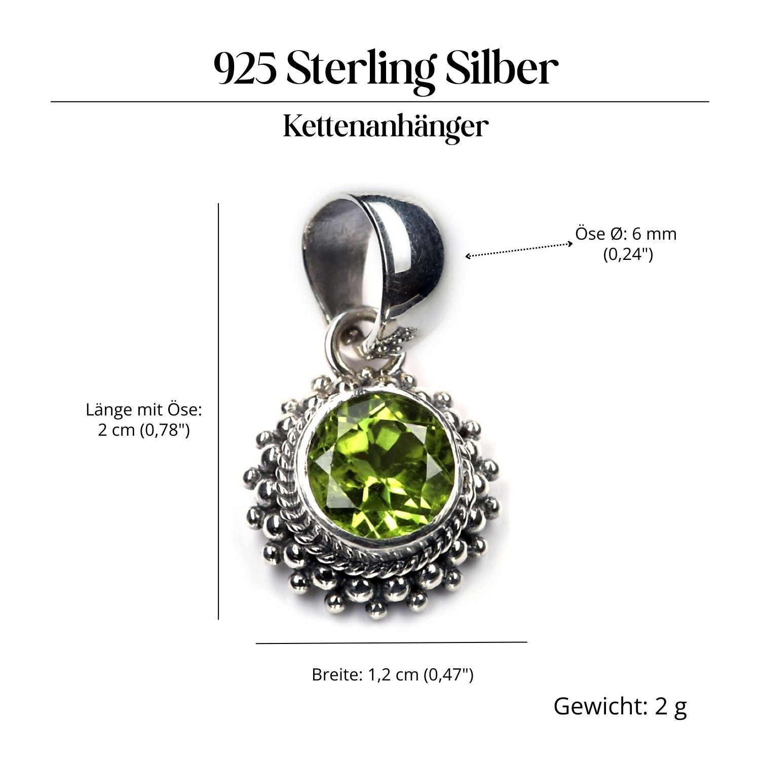 Peridot Silver Pendant Gemstone 925 Silver