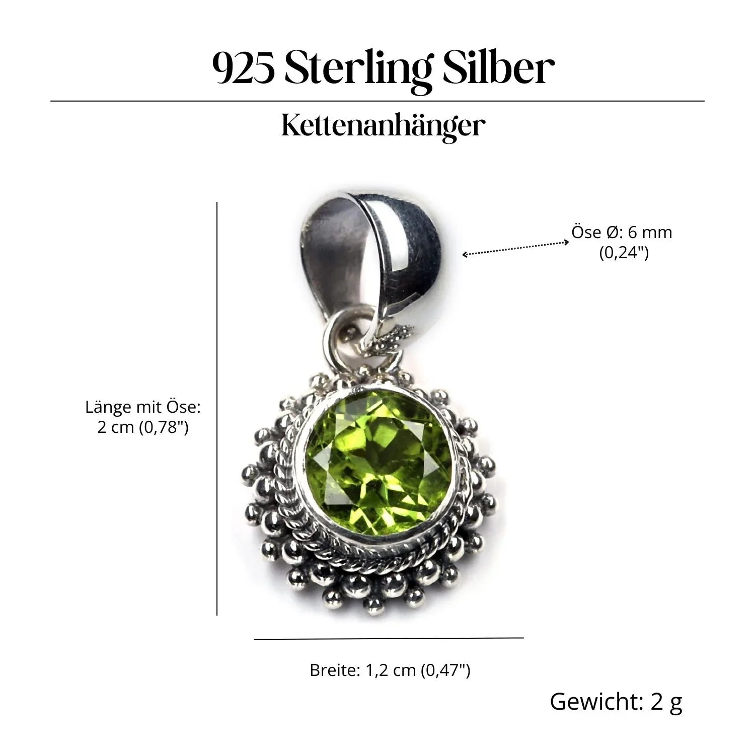 Peridot Amethyst Anhänger Silber Edelsteinschmuck Kettenanhänger 925
