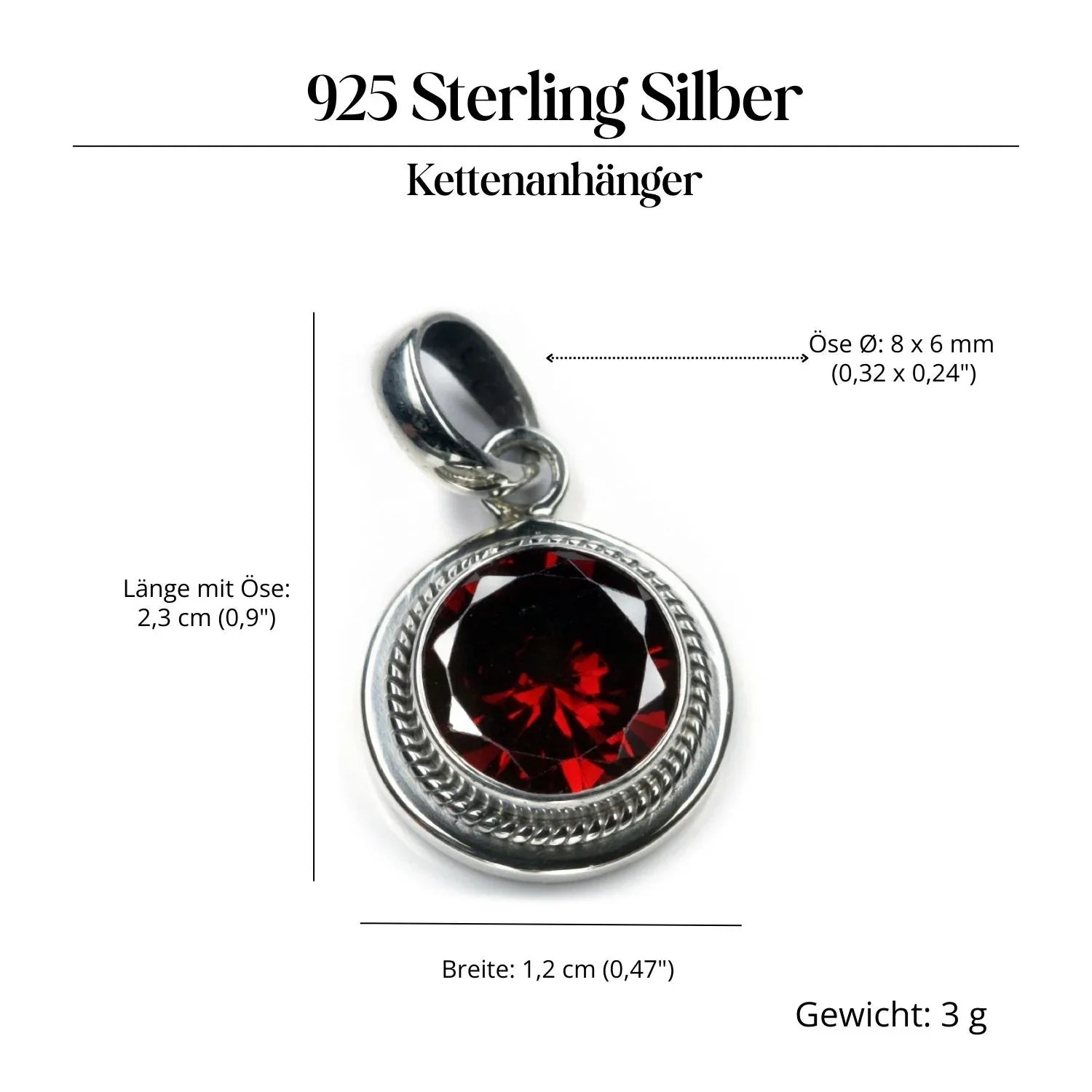 Granat Anhänger Silber Edelsteinschmuck Kettenanhänger 925