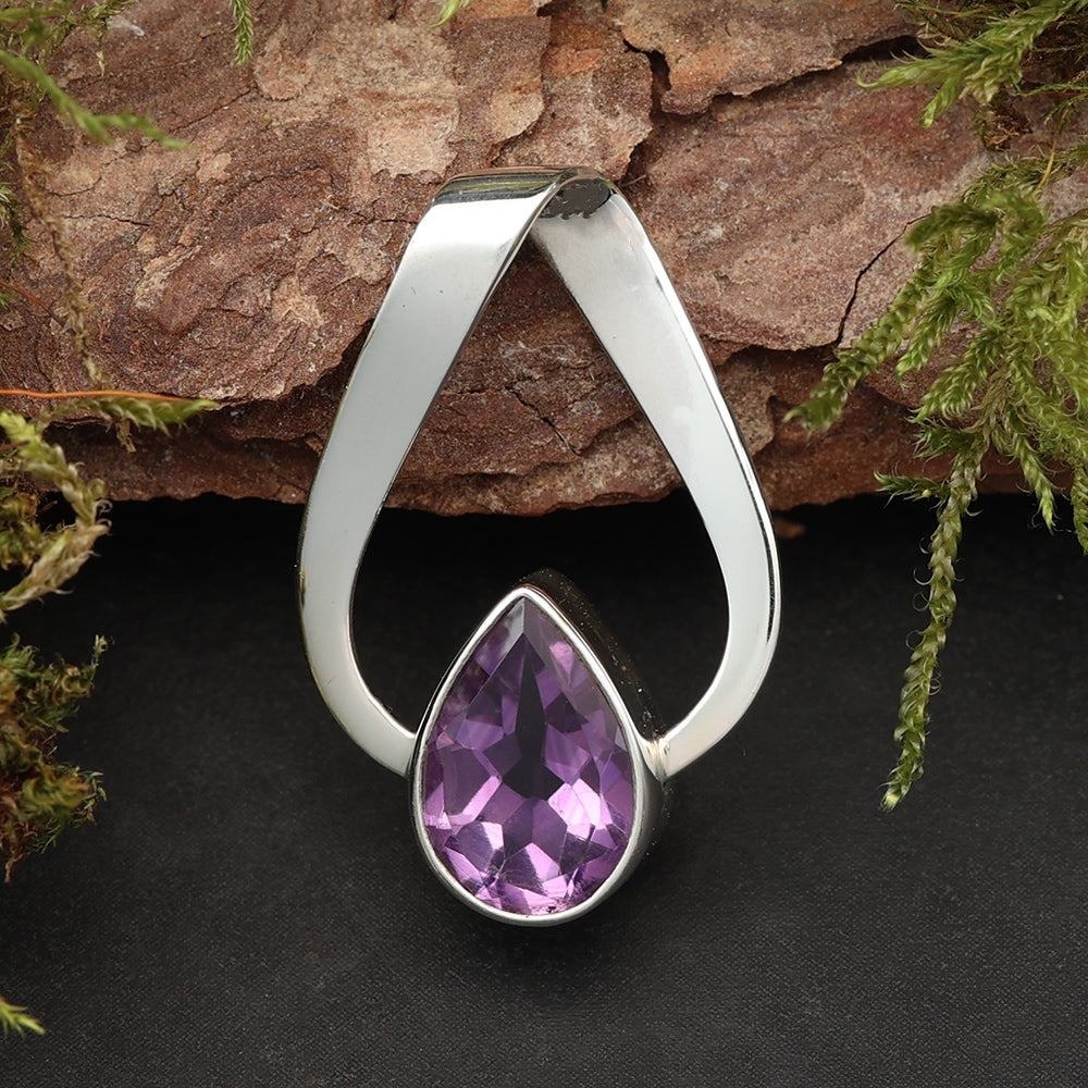 Amethyst Edelstein Silberanhänger Kette Schmuck 925