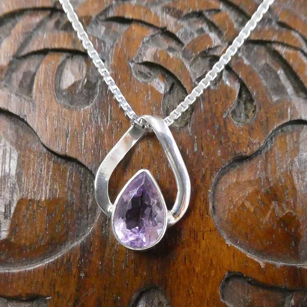 Silber Kette mit Designer Ketten Anhänger Amethyst Silber