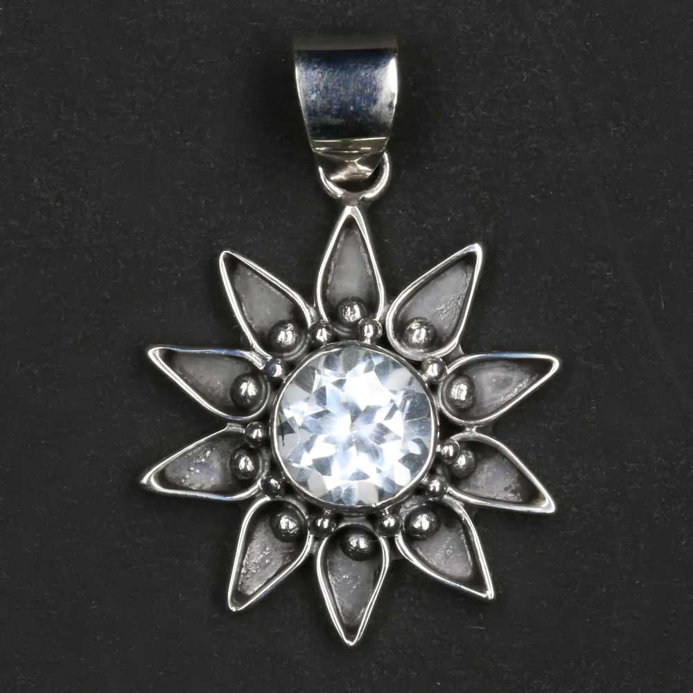 Blauer Topas Silber Schmuck Anhänger Edelstein Kettenanhänger