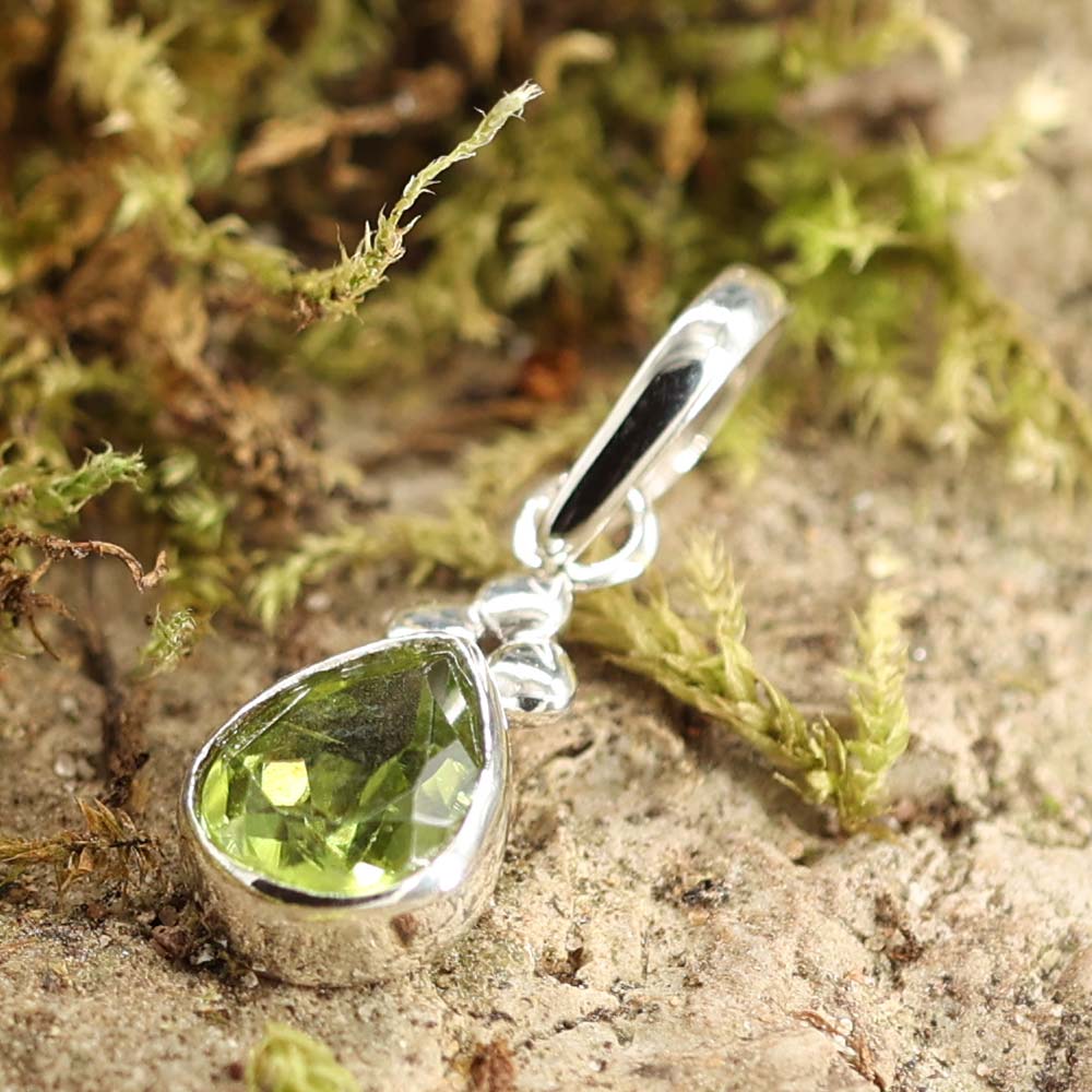 Peridot Silber Edelstein Anhänger 925 Sterlingsilber