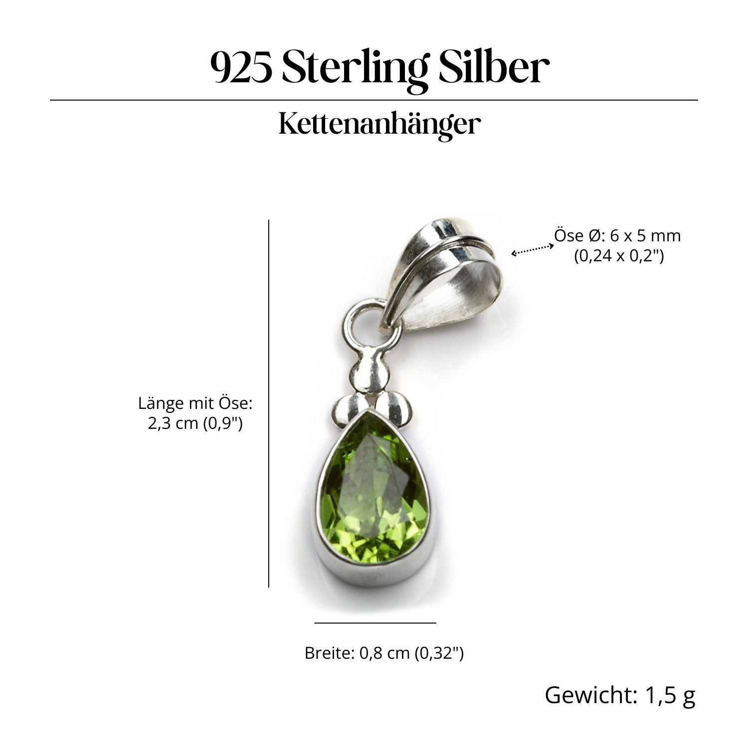 Peridot Steinschmuck Anhänger 925 Silber