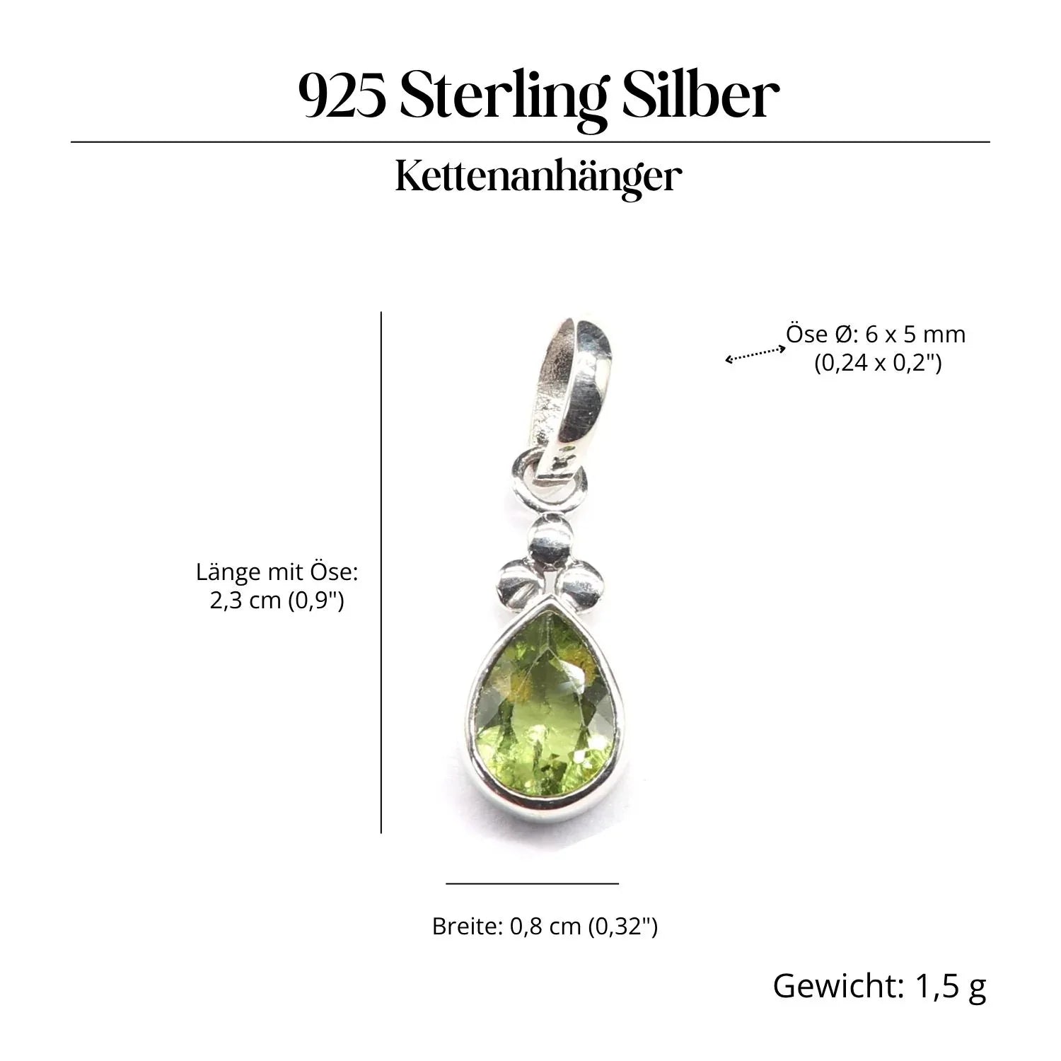 Peridot Anhänger Silber Kettenanhänger Edelstein zeitlos