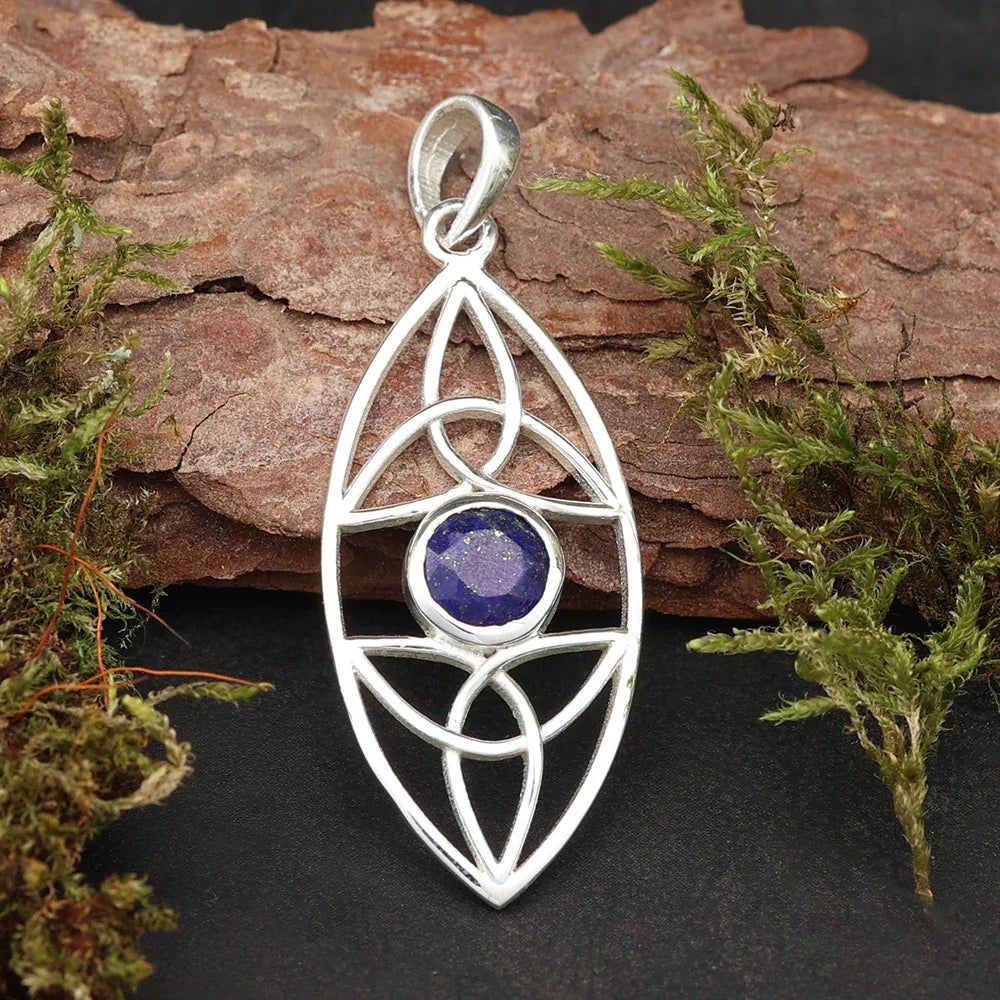 Lapislazuli Edelstein keltischer 925 Silberschmuck Anhänger