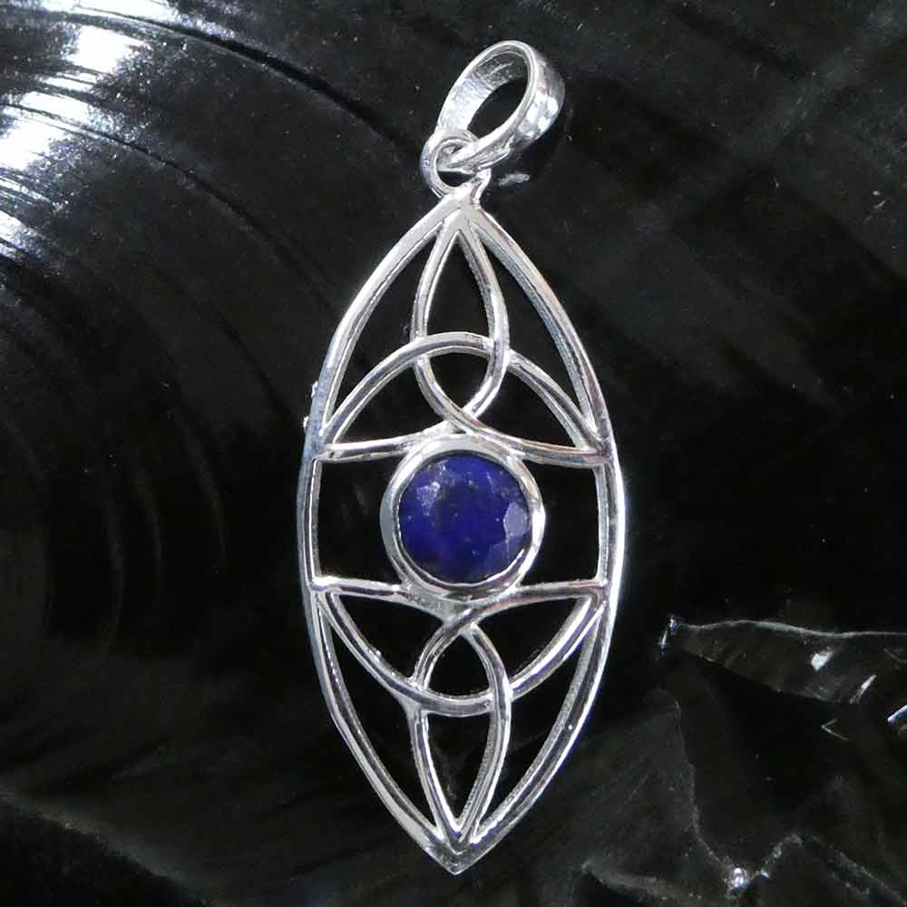 Keltischer Steinschmuck Lapislazuli Silberanhänger