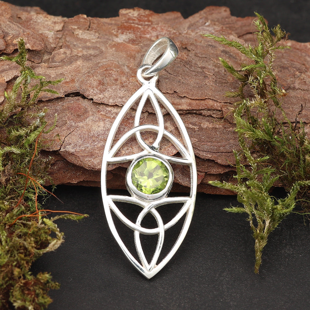 Peridot Edelstein keltischer 925 Silberschmuck Anhänger