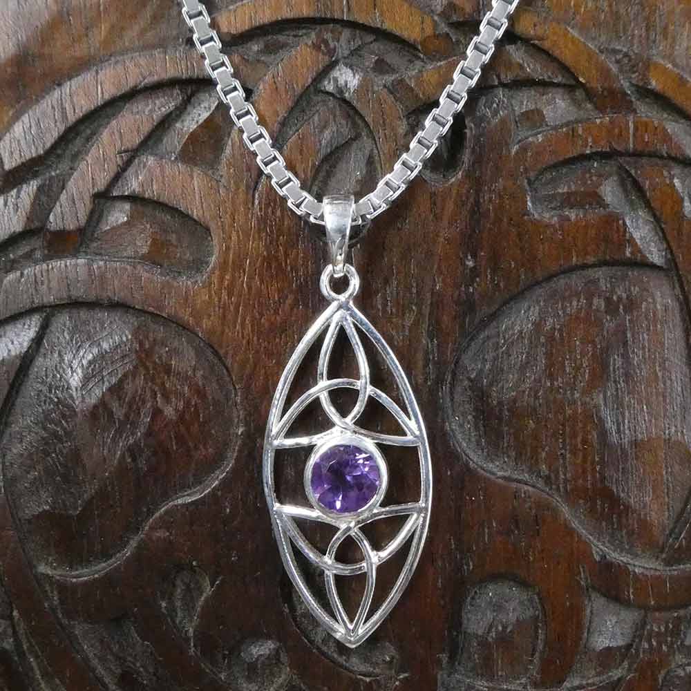 keltischer Edelsteinanhänger Silber mit Amethyst