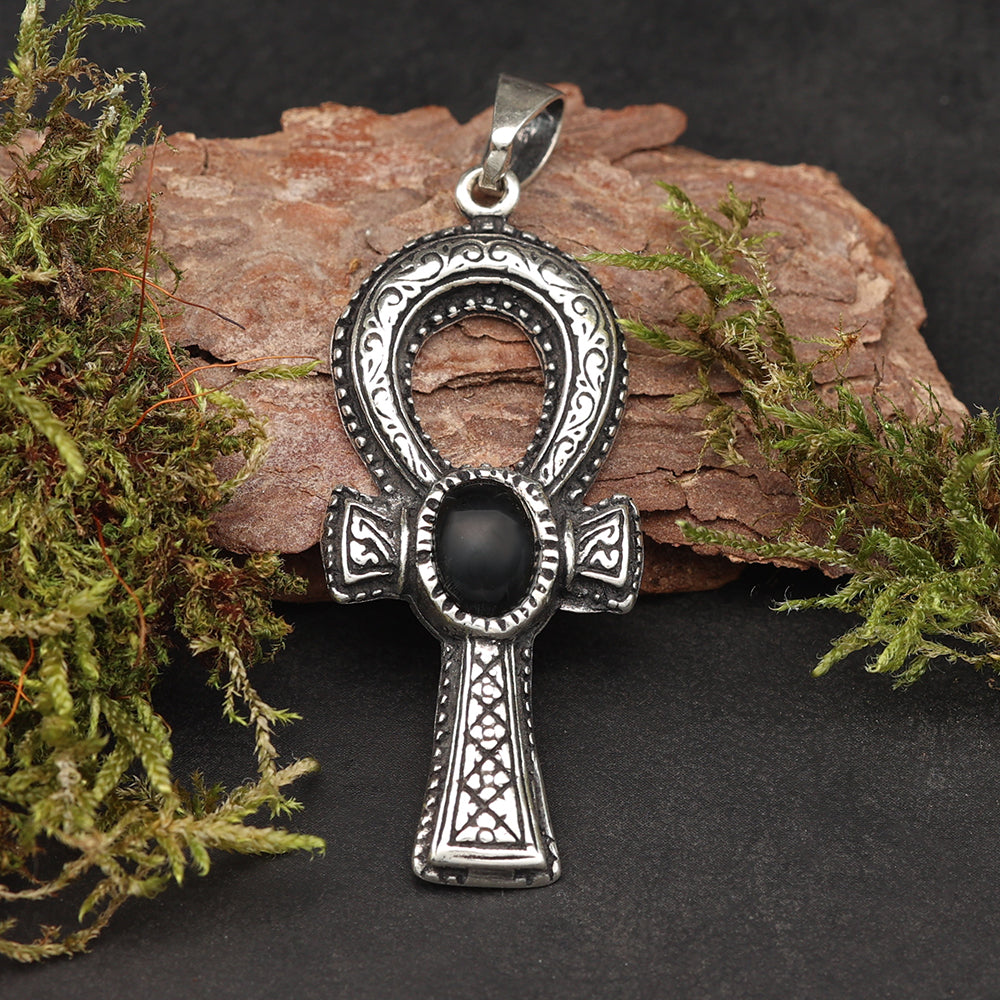 Ankh Onyx Schmuck Kettenanhänger Silber 925