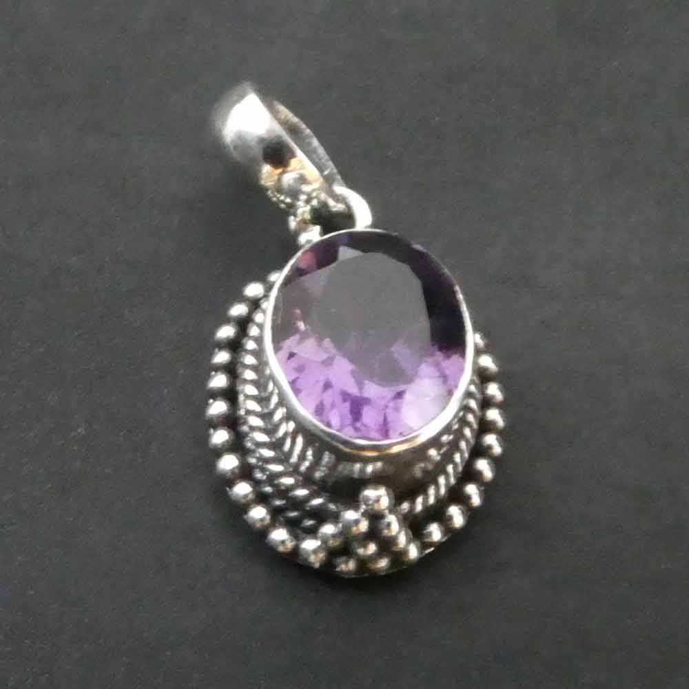 Amethyst Edelstein Anhänger 925 Silber Hand geschmiedet