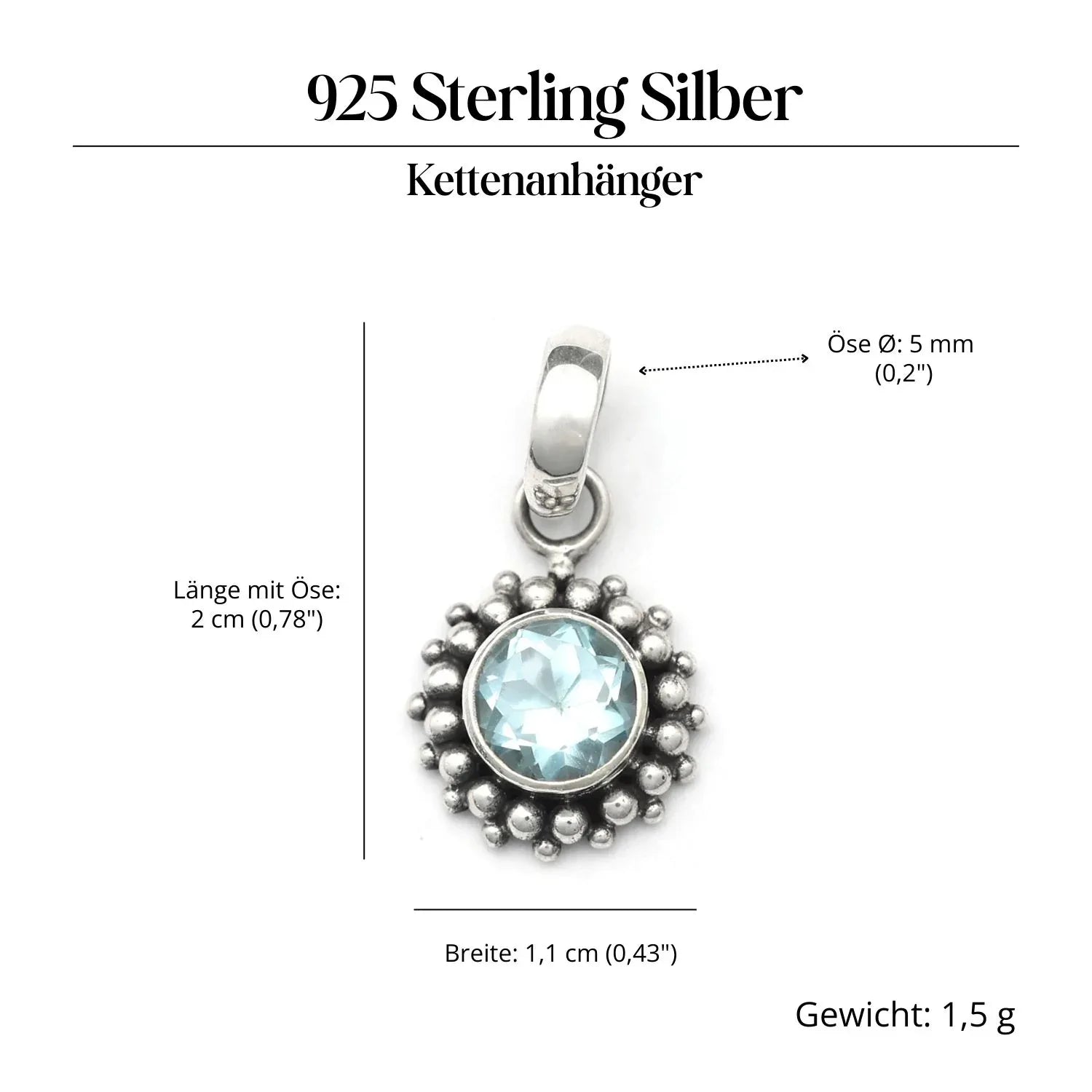 Topas Edelstein Anhänger Silber Steinschmuck 925 Sterlingsilber