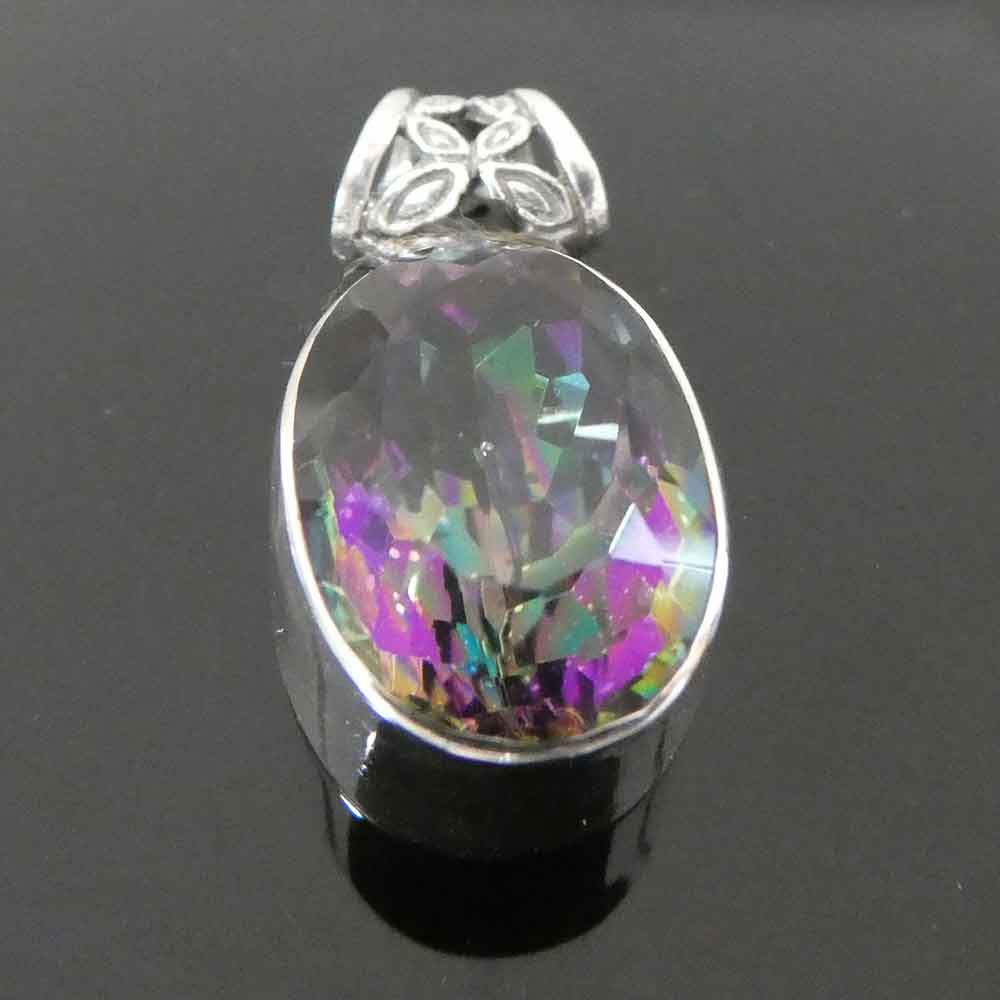 Regenbogen Aura Quarz-Silber anhänger