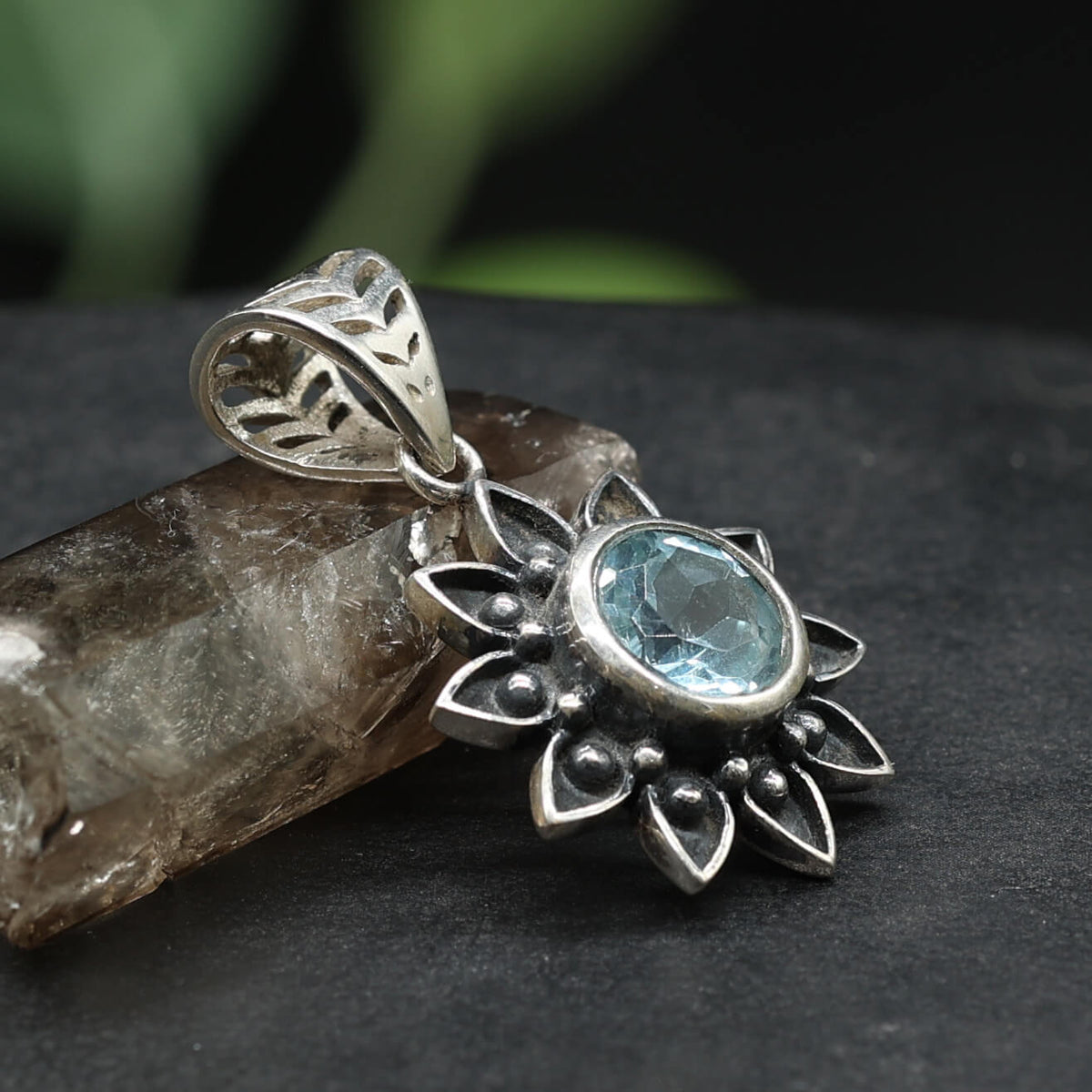 Blauer Topas Silberschmuck Edelstein Anhänger Außergewöhnlich elegant