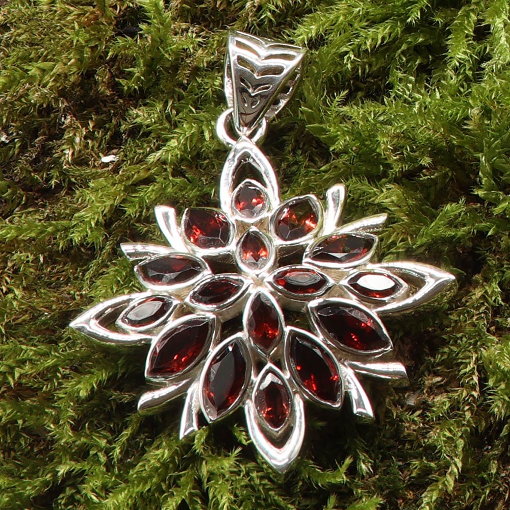 Anhänger Edelstein Granat 925 Silber Handgefertigter Damenschmuck