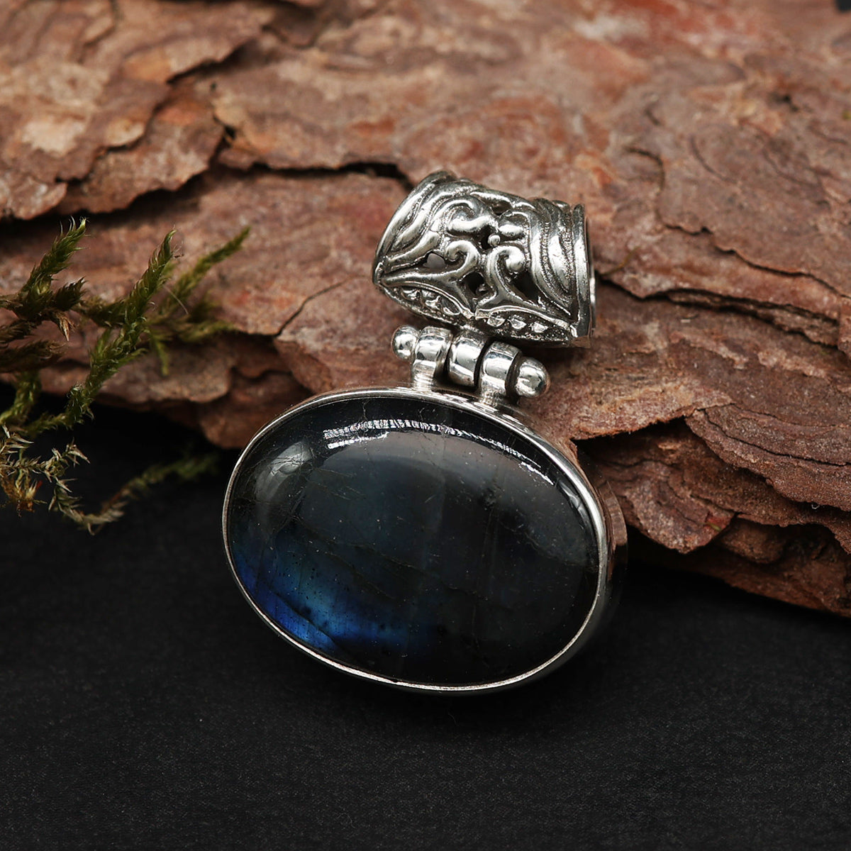 Labradorit Silber Anhänger Edelstein Schmuck 925 Sterlingsilber